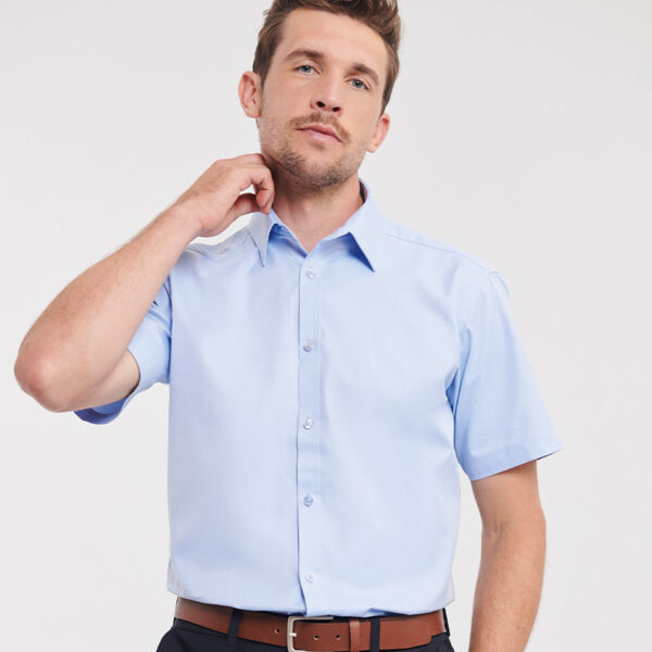 Russell Collection Short Sleeve Herringbone Shirt Thumbnail