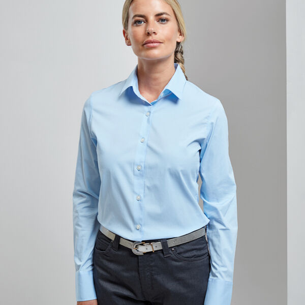 Premier Ladies Long Sleeve Stretch Fit Poplin Shirt Thumbnail